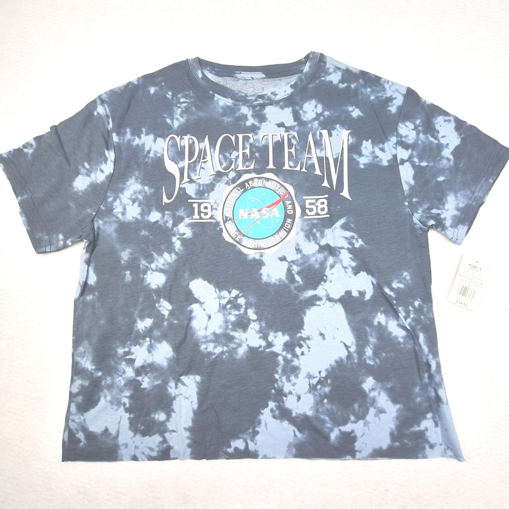 NASA Space Team‎ T-Shirt Womens Large Blue Tie Dye Fifth Sun College Graphic Tee